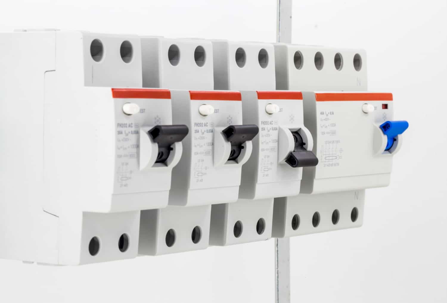 a row of electrical switches